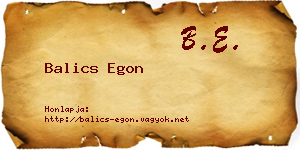 Balics Egon névjegykártya